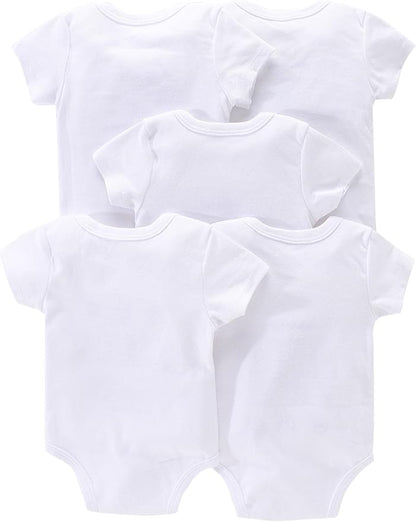 JYHOPE 5-Pack Newborn Infant Short Sleeve Pure Color Romper Bodysuit For Baby Girls And Boys Toddler Summer Clothes