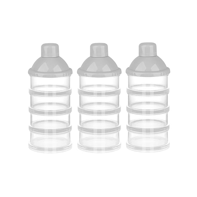 Accmor Formula Dispenser On The Go, 4 Compartments Stackable Formula Container for Travel, Baby Milk Powder Kids Snack Container, BPA Free ﻿