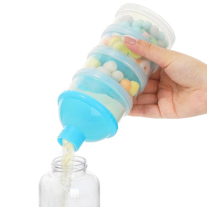 Accmor Formula Dispenser On The Go, 4 Compartments Stackable Formula Container for Travel, Baby Milk Powder Kids Snack Container, BPA Free ﻿