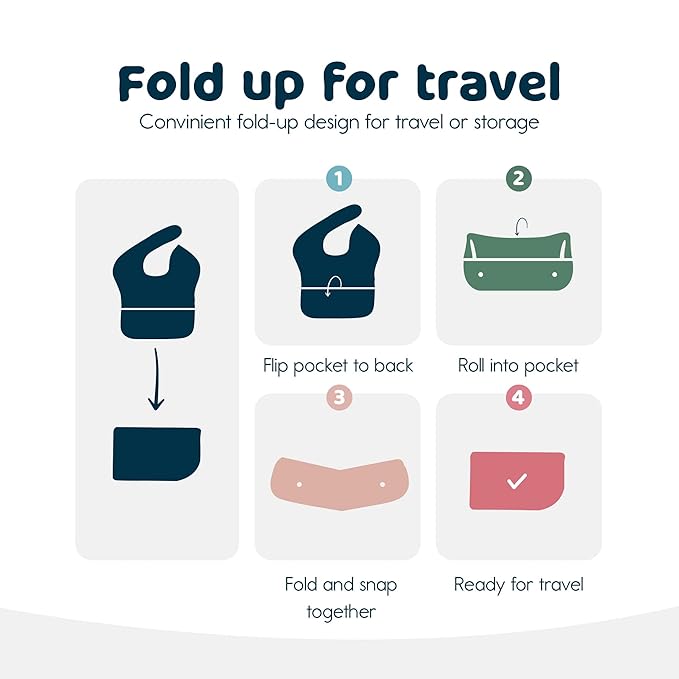 Tiny Twinkle Mess-Proof Baby Bibs for Eating | Waterproof, Wipeable Toddler Bibs with Catch-All Pocket | Feeding Bibs for Girls & Boys(3 Pack,Boho Set)