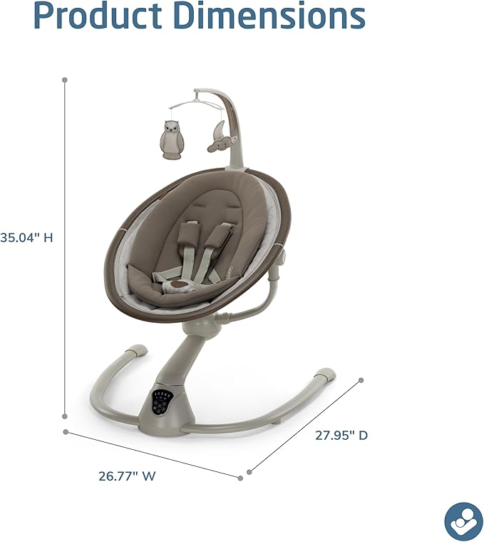 Maxi-COSI Cassia Smart Baby Swing for Infants, Portable Foldable Swing with Music, 360 Rotation, 5 Speeds, 12 Melodies, EcoCare Fabric, Auto Motion Sensor, 2 Reclines, Truffle