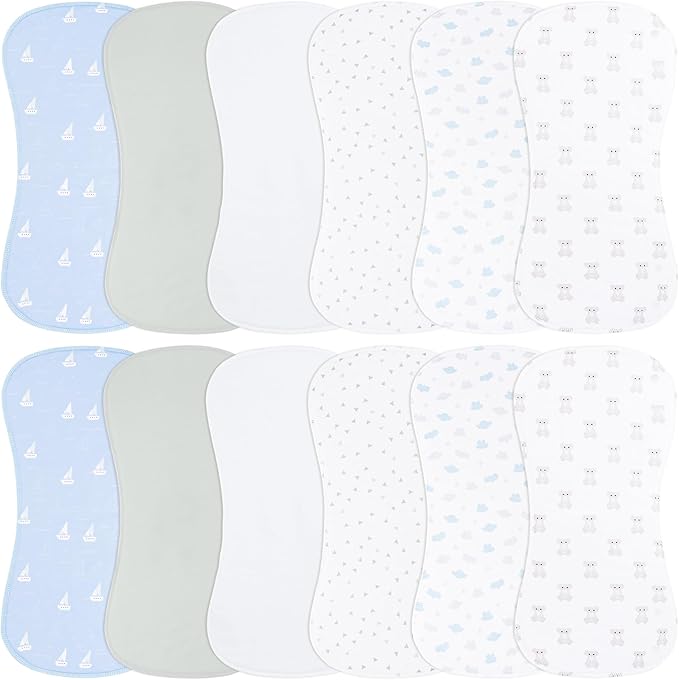 Baby Burp Cloths & Baby Bibs 2-in-1 Design Large Size 3 Layers Thicken Cotton Super Absorbent and Soft Baby Spit Up Burping Rags Baby Burp Cloth Set for Boys and Girls Solid 12 Pack