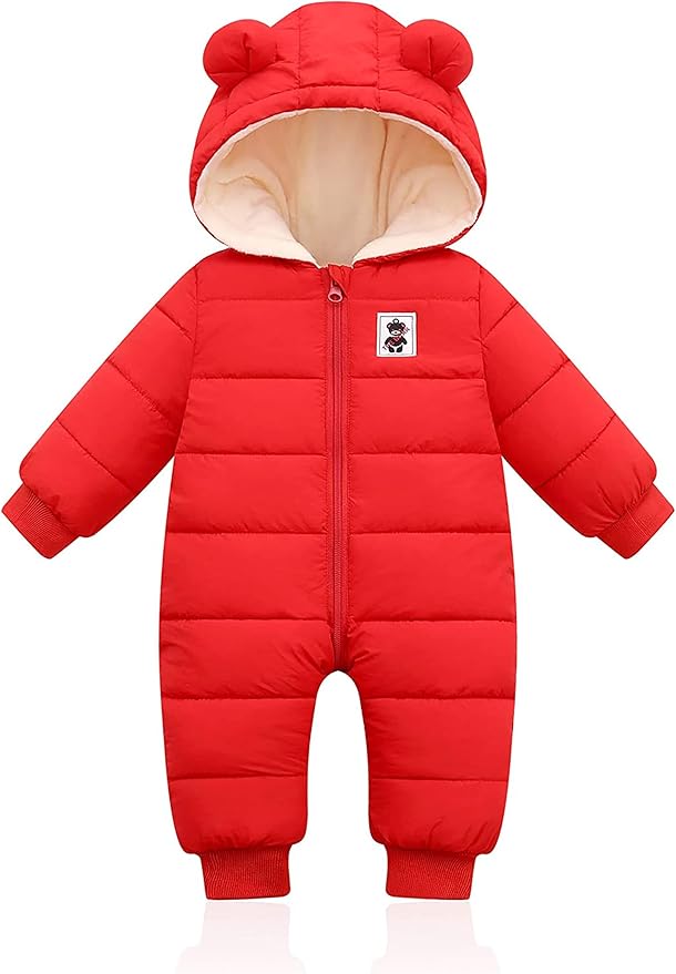 XMWEALTHY Baby Clothes Cute Infant Toddler Snowsuit Warm Newborn Boy Girl Winter Coats Hooded Zip Jumpsuit