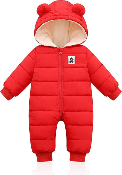 XMWEALTHY Baby Clothes Cute Infant Toddler Snowsuit Warm Newborn Boy Girl Winter Coats Hooded Zip Jumpsuit