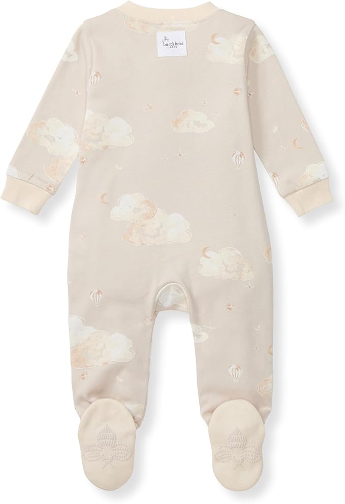 Burt's Bees Baby Boys Sleep and Play PJs, 100% Organic Cotton One-Piece Zip Front Romper Jumpsuit Pajamas