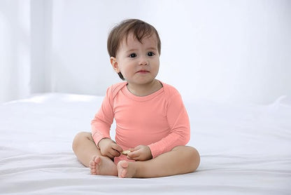 GUISBY Unisex Baby Rayon of Bamboo Snap Bodysuits, Long Sleeve with Mittens Cuffs Bodysuit