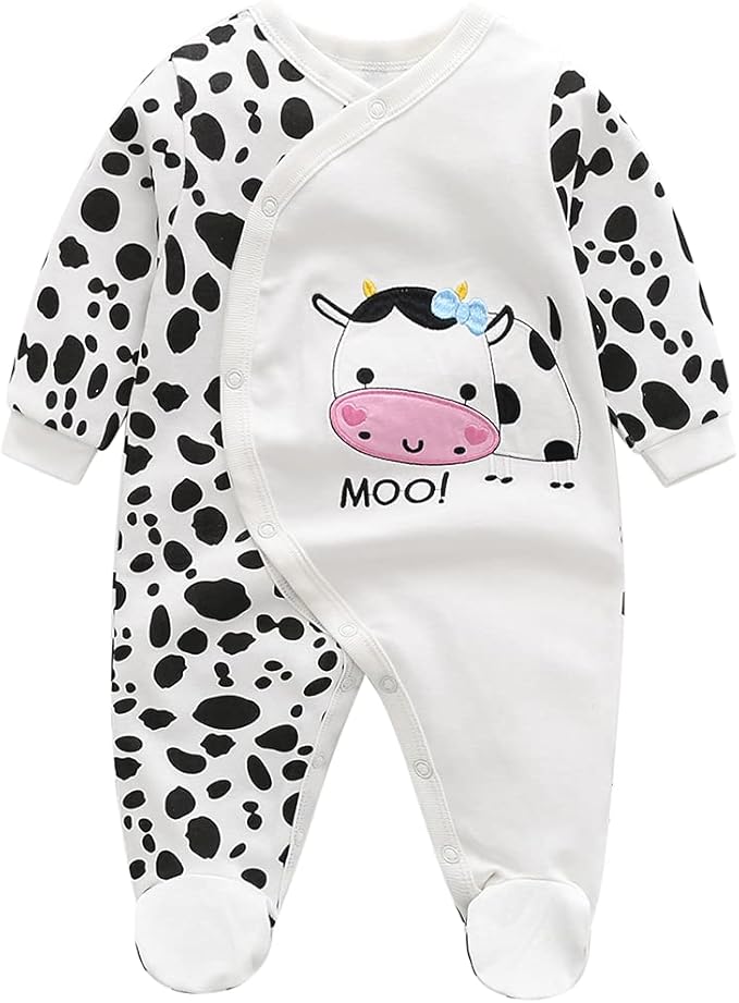 Baby One Piece Romper Soft Cotton Sleepwear Footed Jumpsuit for 0-12 Month Infant