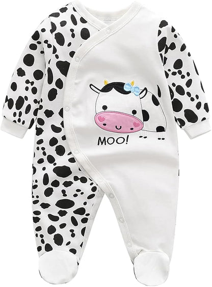 Baby One Piece Romper Soft Cotton Sleepwear Footed Jumpsuit for 0-12 Month Infant