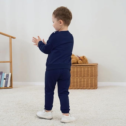 Fullfamous Baby and Toddler Boys 100% Cotton 2 Piece Long Sleeve Sweatshirt and Sweatpant Jogger Pants Set Newborn-4T