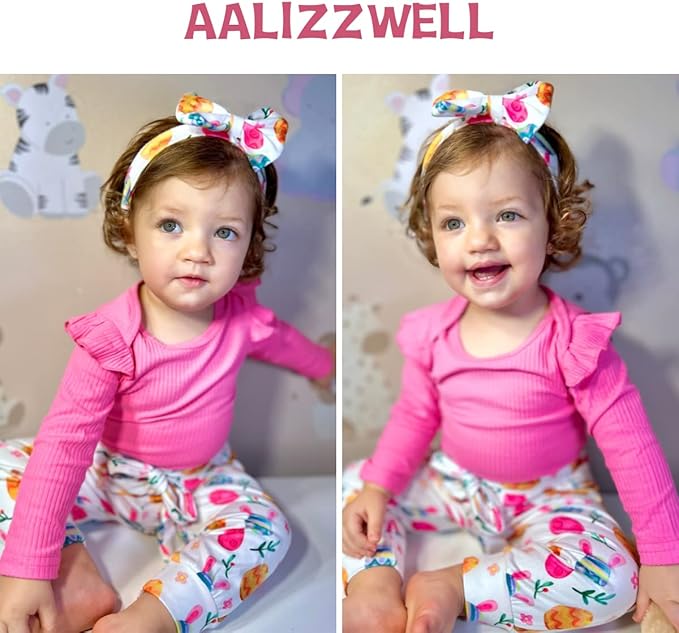 Aalizzwell Preemie Newborn Infant Baby Girls Clothes Ribbed Romper Bodysuit Pants Set Fall Winter Outfits