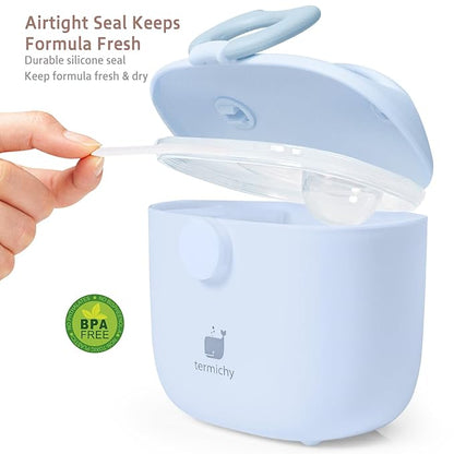 Termichy Baby Formula Dispenser, Portable Milk Powder Dispenser Container with Carry Handle and Scoop for Travel Outdoor Activities with Baby Infant, 8.8OZ, 0.55LB, 250g, 500ml (Light Blue)