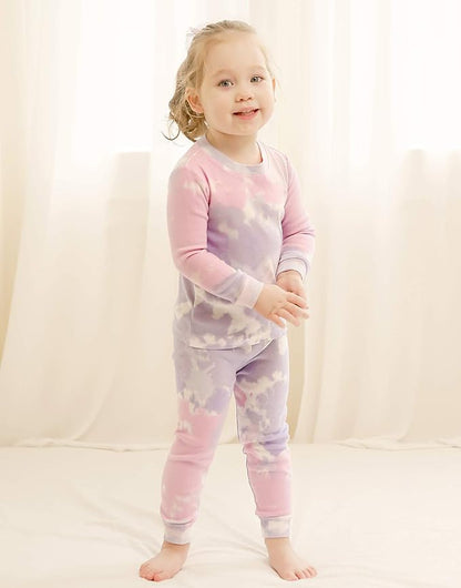 VAENAIT BABY 12M-12Y Toddler Kids Boys Girls 100% Cotton Marbling Tiedye Sung Fit Sleepwear Pajamas 2pcs Pjs Set