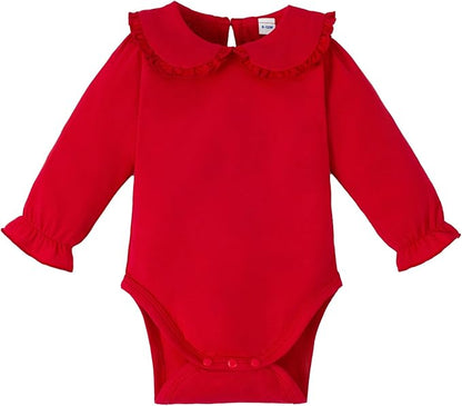 Magic Park 0-24M Infant Girl Peter Pan Collar Romper Baby Long Sleeve Bodysuit Girls Ruffle Jumpsuit Casual Winter Tops