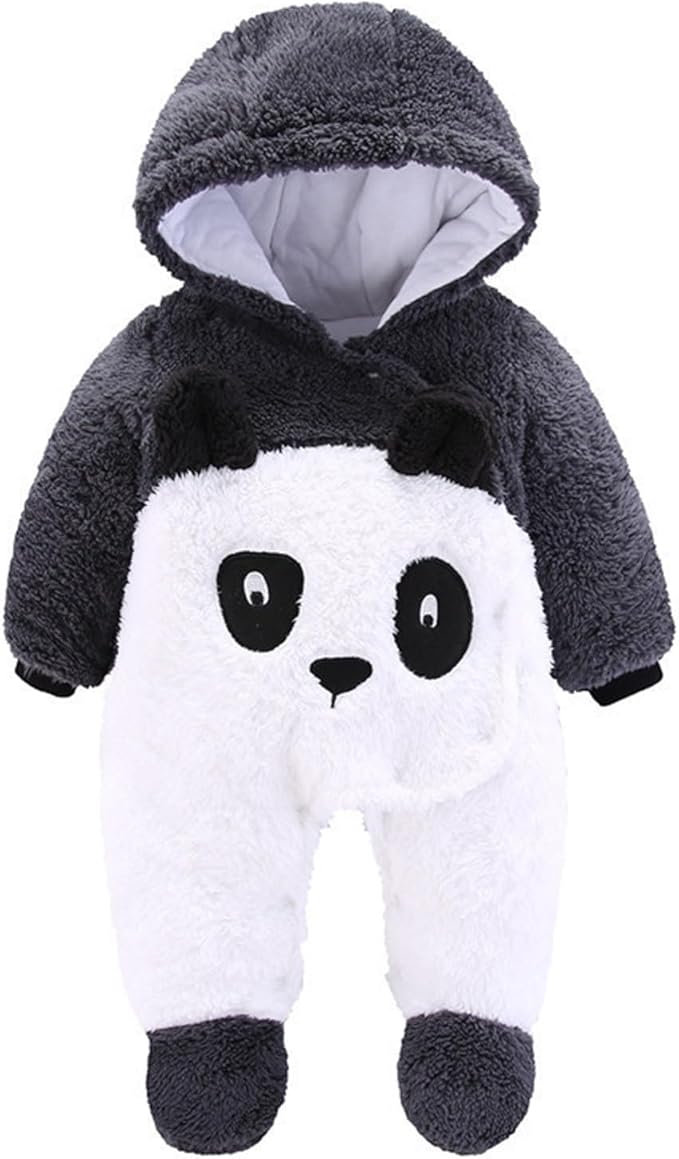 Fuzzy Bunting Suit for Baby Sherpa Jumpsuit Fluffy Animal Onesie Footed Hoodie Plush Romper Newborn Cute Winter Outfits