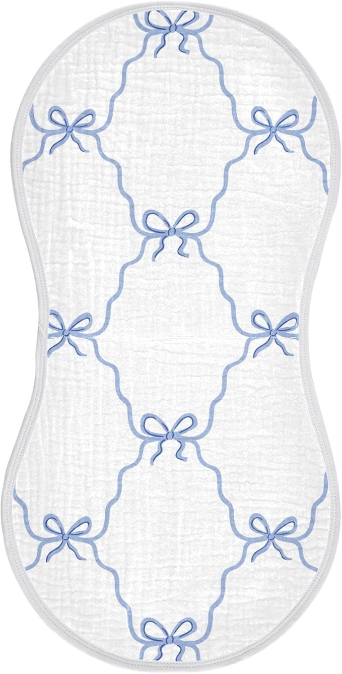 vvfelixl Blue Ribbon Bow Burp Cloths for Baby Boy Girls Baby Washcloths Burp Rags 1 Pack