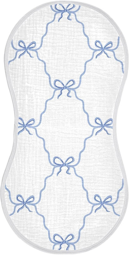vvfelixl Blue Ribbon Bow Burp Cloths for Baby Boy Girls Baby Washcloths Burp Rags 1 Pack