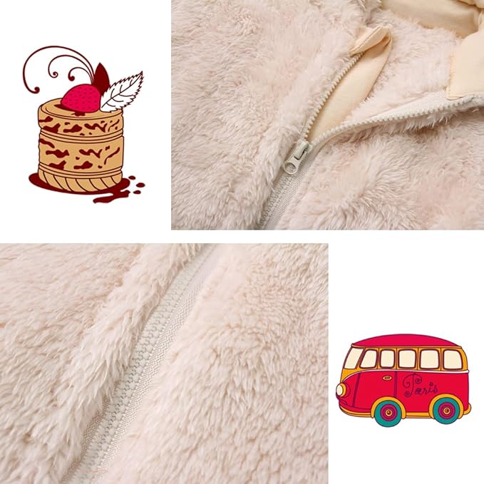 CAHL&FAUO Newborn Snowsuit Baby Cartoon Bear Onesie Warm Fleece Hooded Romper Jumpsuit