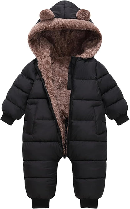 Baby Boys Girls Snowsuit Winter Clothes Suit Hooded Jumpsuit Romper Bear Outfit Infant Warm Coat Outwear Overcoat
