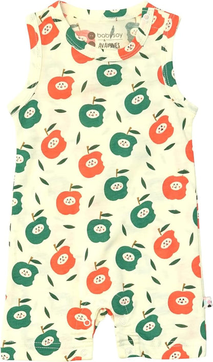 Babysoy Organic Pattern Print Tank Romper Shortall
