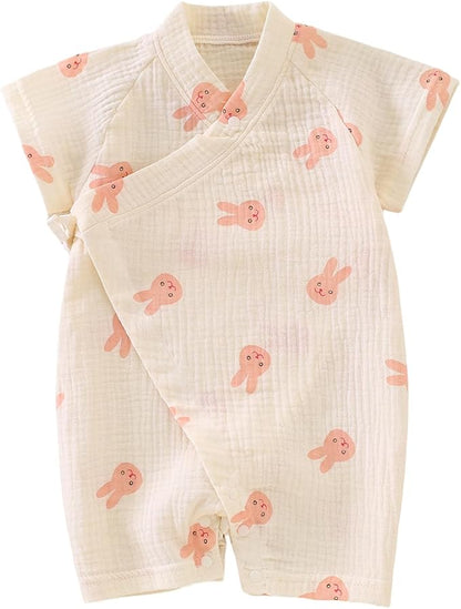 BINIDUCKLING Baby Kimono Robes Cotton Muslin Romper Clothes Newborn - 24 Months