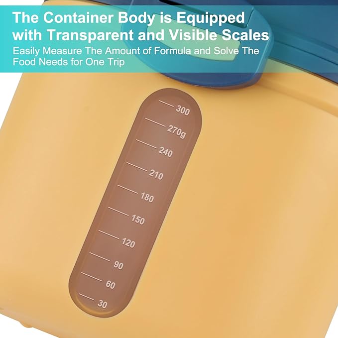 Accmor Baby Formula Dispenser On The Go, Portable Milk Powder Formula Dispenser with Scoop,Formula Containers for Travel Hold 12.7oz/360g Formula, Yellow