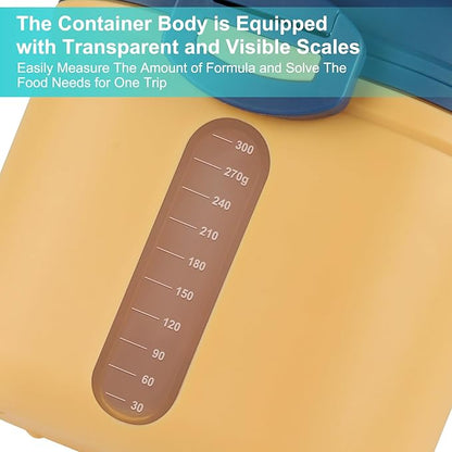 Accmor Baby Formula Dispenser On The Go, Portable Milk Powder Formula Dispenser with Scoop,Formula Containers for Travel Hold 12.7oz/360g Formula, Yellow