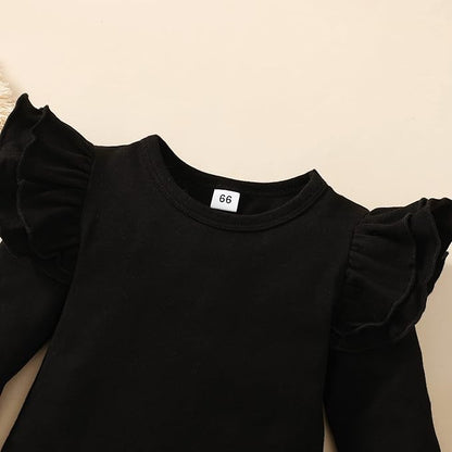 Baby Girl Solid Color Romper Infant Ruffle Sleeve Bodysuit One Piece Outfit Toddler Jumpsuit clothes