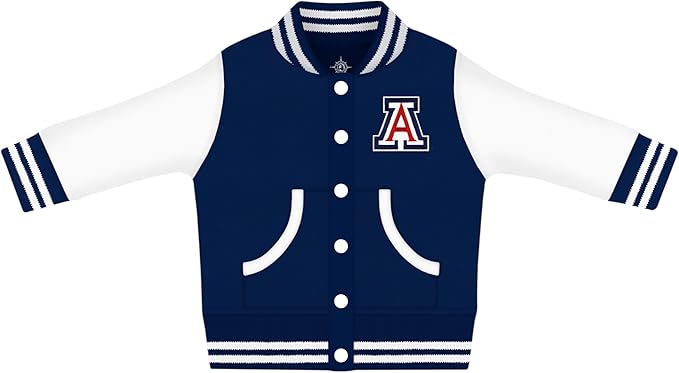 Creative Knitwear College Baby Varsity Jacket Lightweight - Team Logo, Multiple Colors, Unisex, (0 Months - 4T)
