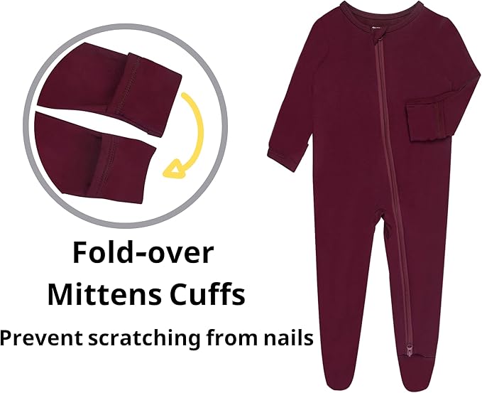 GUISBY Pajamas for Baby Boys & Girls, Infant Onesie with Mitten Long Sleeve Footed Pjs