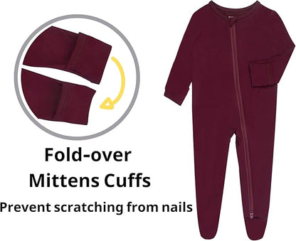 GUISBY Pajamas for Baby Boys & Girls, Infant Onesie with Mitten Long Sleeve Footed Pjs