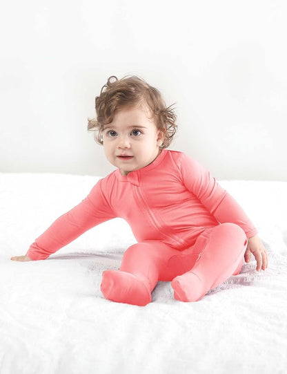 RRP Unisex Baby Footies Pajamas,Rayon Derived From Bamboo,Buttery Soft Sleep 'N Play PJs,2-Way Zipper Closure,0-18 Months