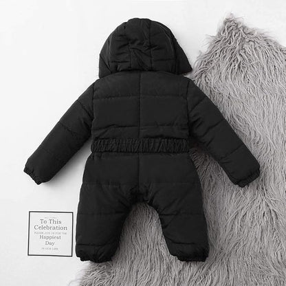 Baby Boys Girls One-Piece Snowsuit Winter Padded Coat Hooded Ski Suit Full Zip Insulated Jacket Jumpsuit Ski Clothes