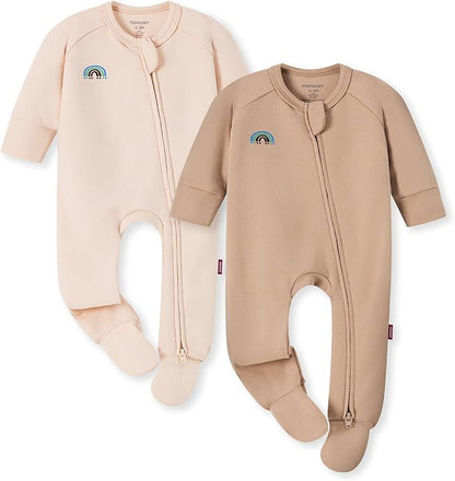 Momcozy Baby Pajamas with Temp-Sensing Label, 0-24M Footed Onesie Sleepers, Soft Romper for Newborns & Toddlers
