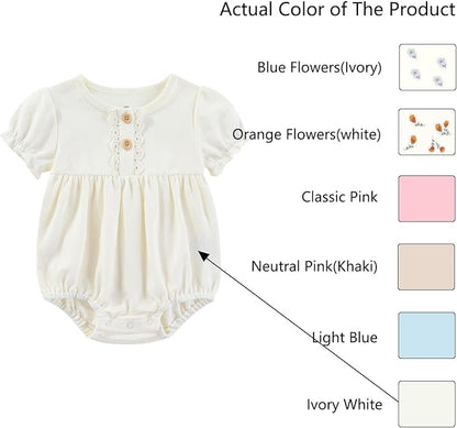 Baby Girl Clothes Cotton Bubble Romper Floral Bodysuits Infant Outfit Set