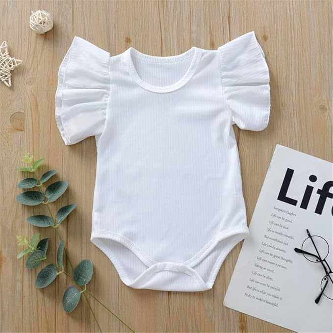 Newborn Infant Baby Girl Solid Ruffle Romper Bodysuit Jumpsuit Casual Clothes One Piece Outfit