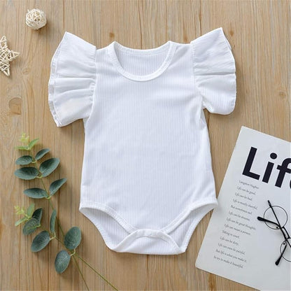 Newborn Infant Baby Girl Solid Ruffle Romper Bodysuit Jumpsuit Casual Clothes One Piece Outfit
