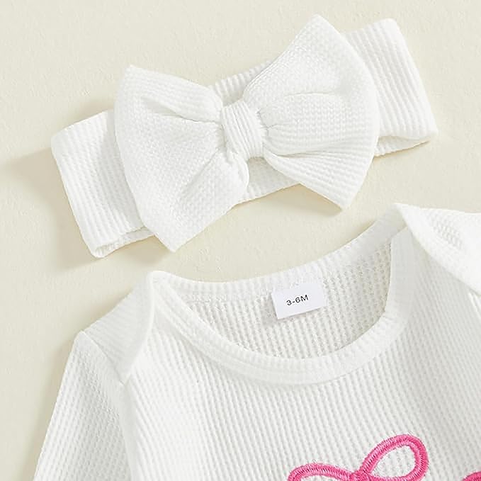 Newborn Baby Girl Clothes Long Sleeve Crew Neck Letter Embroidery One Piece Romper Jumpsuit Infant Fall Winter Outfit