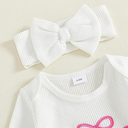 Newborn Baby Girl Clothes Long Sleeve Crew Neck Letter Embroidery One Piece Romper Jumpsuit Infant Fall Winter Outfit