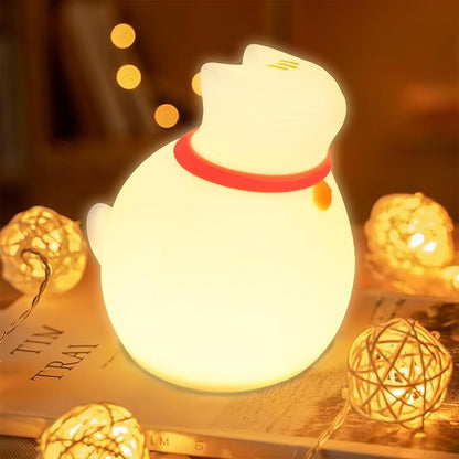 Cat Night Light for Nursery, Silicone Rechargeable Night Light with Timer & 3 Modes, Touch Control Kids Bedroom Light (Cute Cat Design)