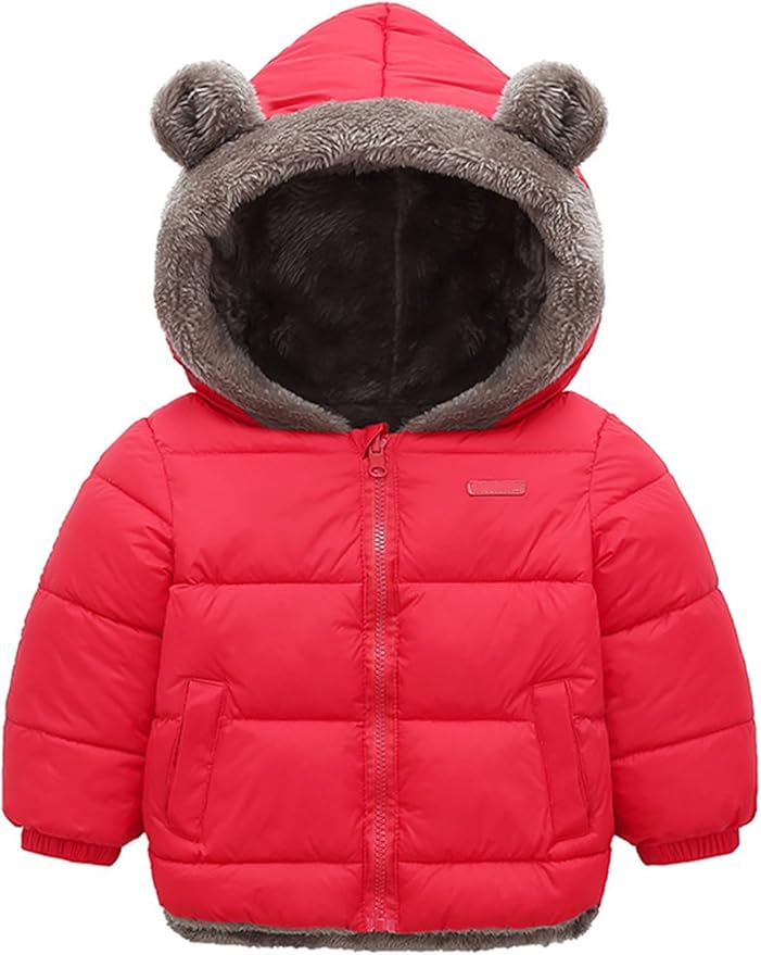 Arssm Baby Boys Girls Winter Fleece Coat Toddler Kids Warm Cute Bear Ear Hooded Jacket
