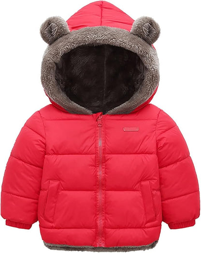 Arssm Baby Boys Girls Winter Fleece Coat Toddler Kids Warm Cute Bear Ear Hooded Jacket