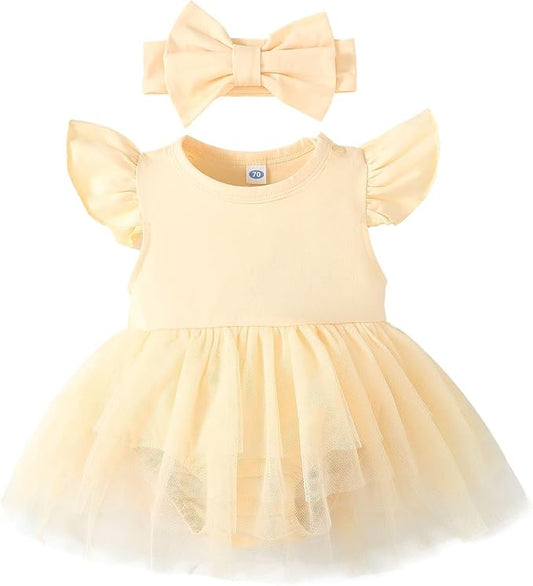 Magic Park 0-18M Infant Bodysuit Tutu Dress Baby Girl Romper Dress Toddler Solid Color Tulle Skirt Baptism Holidays Outfits