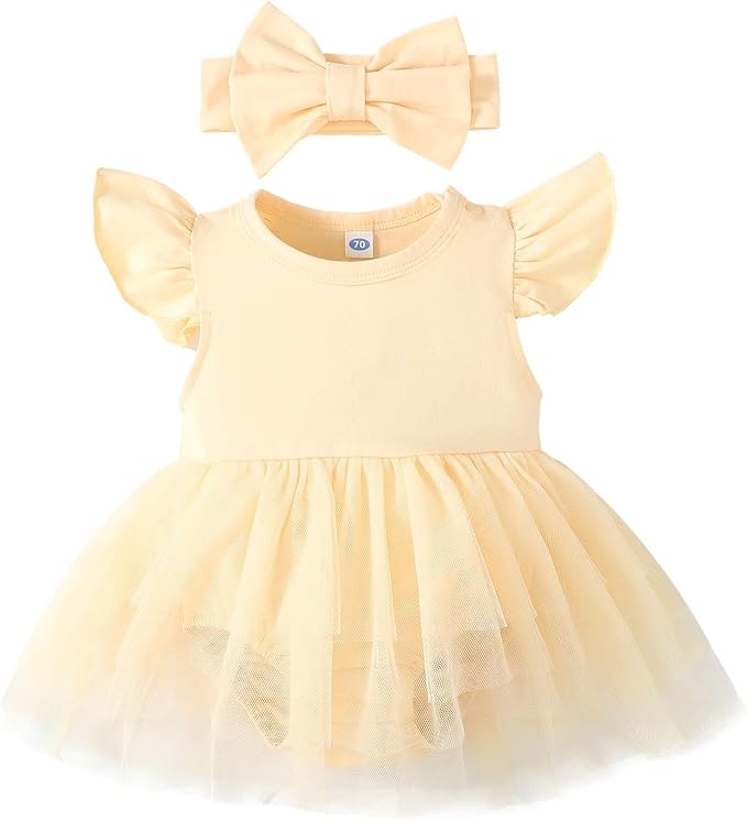 Magic Park 0-18M Infant Bodysuit Tutu Dress Baby Girl Romper Dress Toddler Solid Color Tulle Skirt Baptism Holidays Outfits