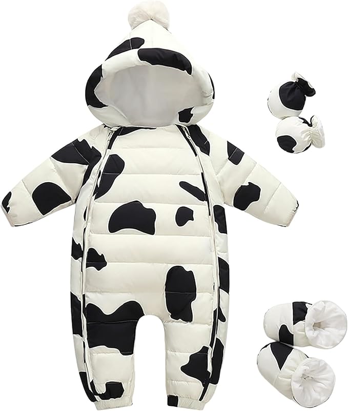 Baby Snowsuit Double Zipper Down Jacket Infant Hooded Romper Jumpsuit Newborn Boys Girls Winter Bodysuit Warm Outerwear