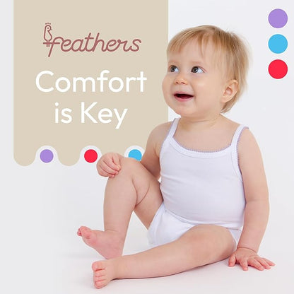 Feathers Tank Top Baby Girl Undershirts - Super Soft Cotton One-Piece Toddler Bodysuit (4 Pack) (Multicolor)