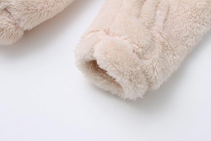 Baby Furry Jumpsuit Infant Bear Onesies Zipper Long Sleeve One-Piece Romper Hoodie Baby Outwear Snowsuit