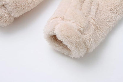 Baby Furry Jumpsuit Infant Bear Onesies Zipper Long Sleeve One-Piece Romper Hoodie Baby Outwear Snowsuit