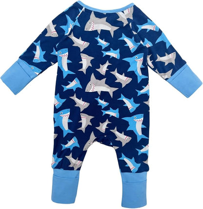 Bow Dream Bamboo Rayon Baby Boy Romper Footed Long Sleeve Footies Newborn Girl Clothes Footless with Zipper and Mitten Cuffs
