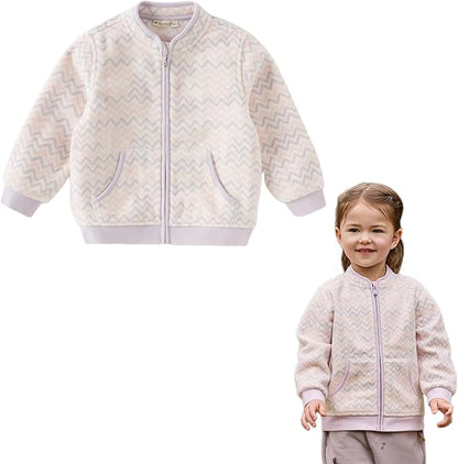 DAVE&BELLA Toddler Printed Polar Fleece Jacket, Zip Up Lightweight Outerwear for Kids Boys Girls Fall Spring Coat 2-9 Years