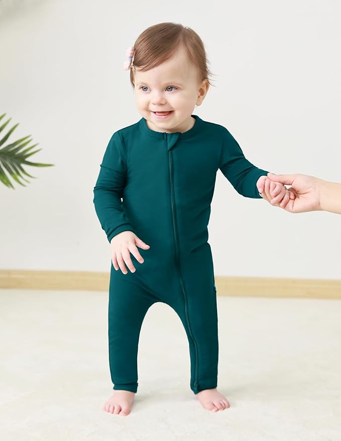 Baby Zippered Rompers Newborn Pajamas Sleepers Long Sleeve Jumpsuits Infant Zipper Romper-Viscose from Bamboo